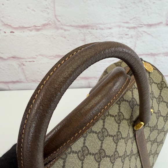 Gucci Vintage GG Canvas Sherry Line Leather Top-Handle Satchel - Picture 10 of 16